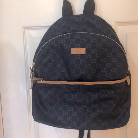 Gucci Nylon Monogram Medium Classic Backpack Blue - Picture 1 of 14